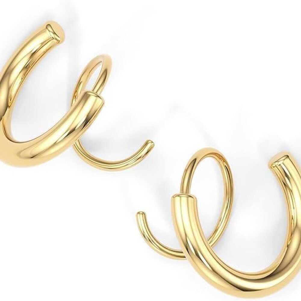 Spiral Hoop Earrings Gold Brass 2.5mm Double Twist Piercing Jewelry Women